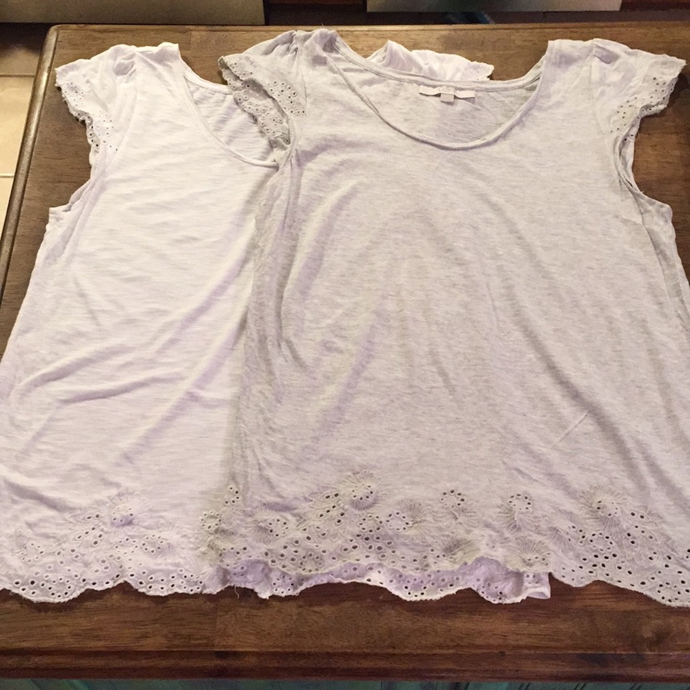 2- Loft Lace embellished t-shirts